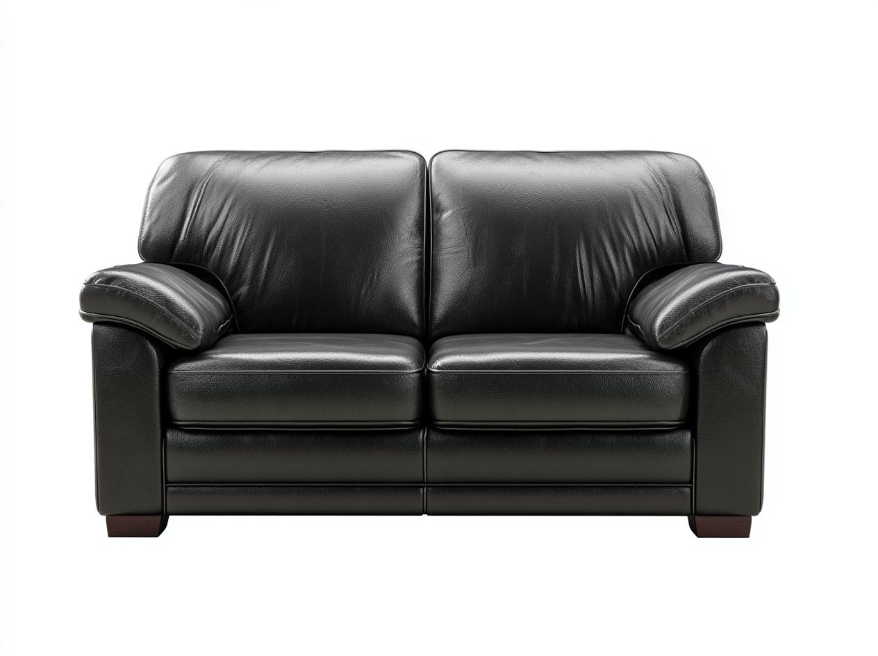 Canapé 2 places en cuir noir – design moderne et compact-Nestete