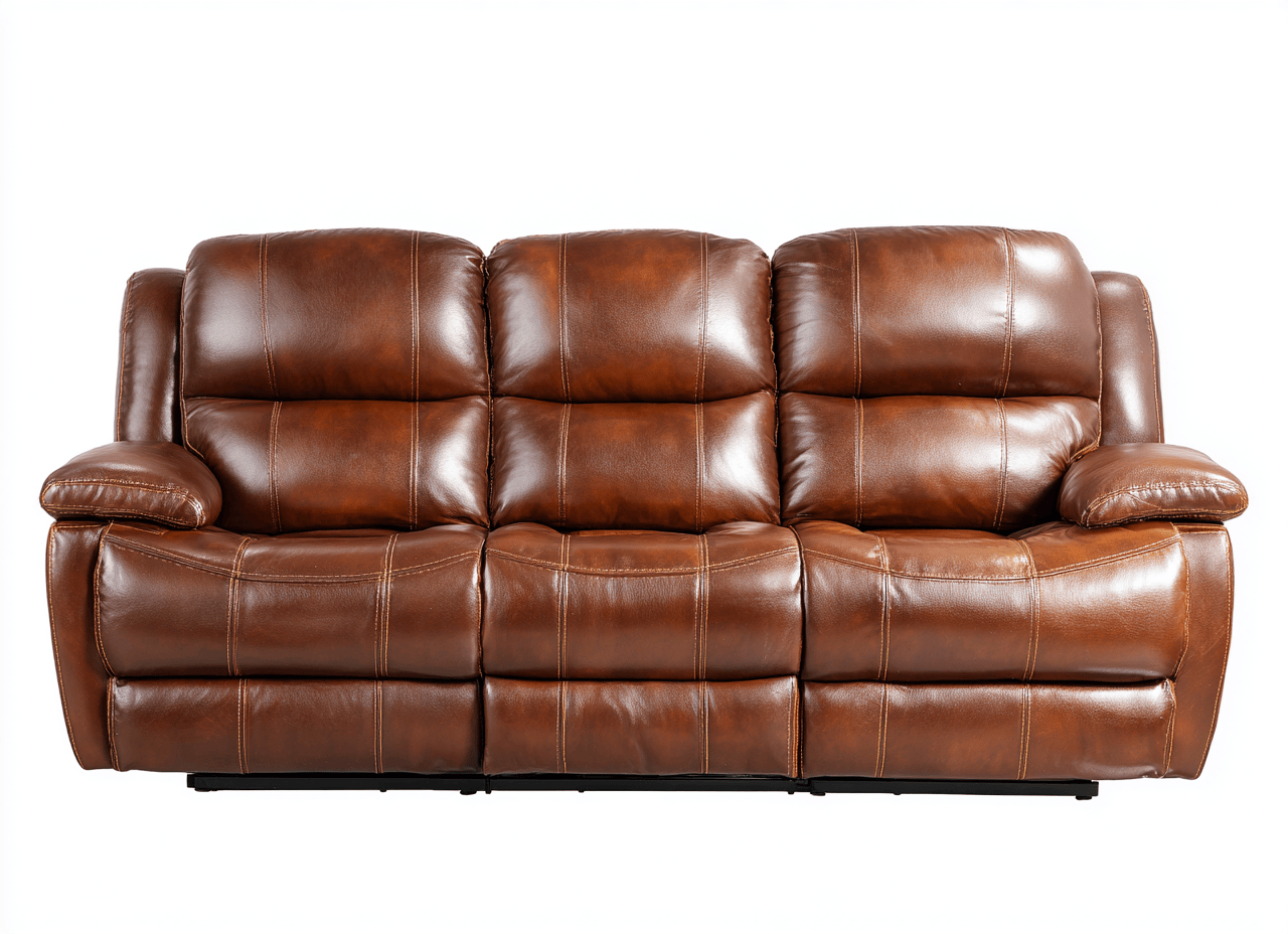 Canapé relax 3 places simili cuir marron – style classique américain – rembourrage généreux-Nestete