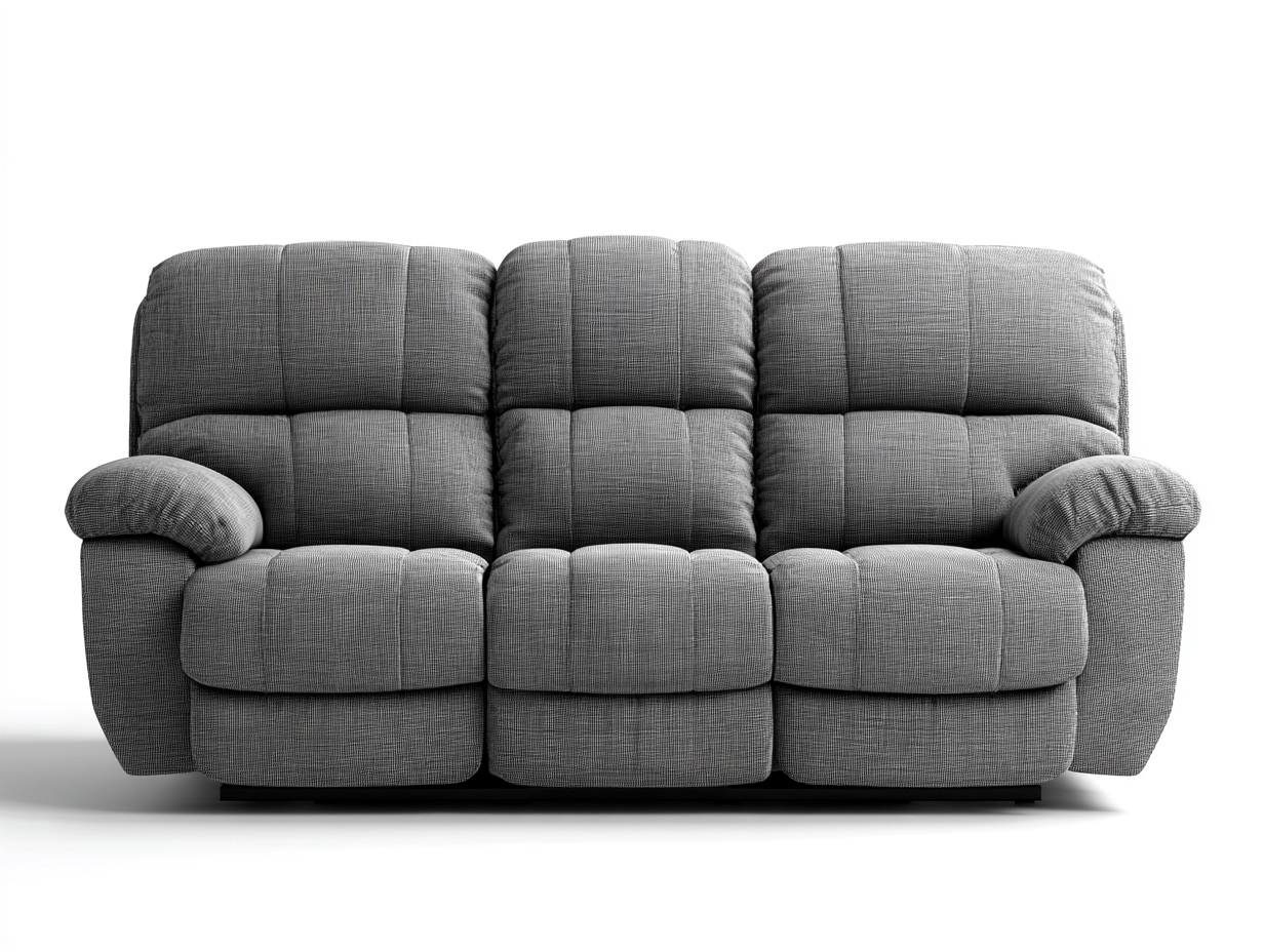 Canapé relax 3 places tissu texturé gris – style moderne – avec dossier inclinable manuel-Nestete