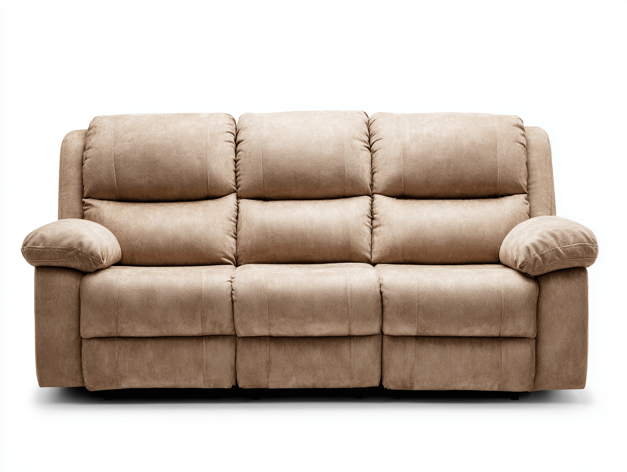 Canapé relax 3 places tissu – beige – avec repose-pieds intégrés et assise rembourrée-Nestete