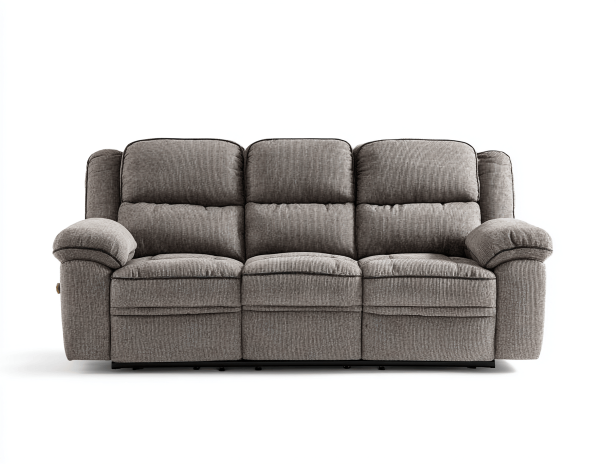 Canapé relax tissu gris 3 places – accoudoirs rembourrés – dossiers inclinables manuels – pour salon confortable-Nestete