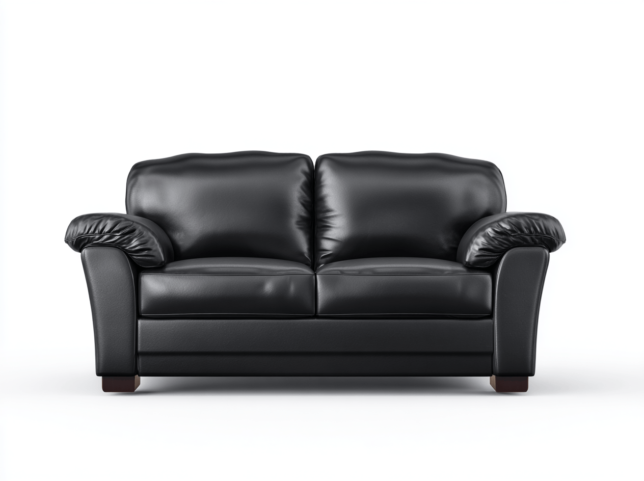 Canapé 2 places en cuir noir – design épuré et contemporain-Nestete