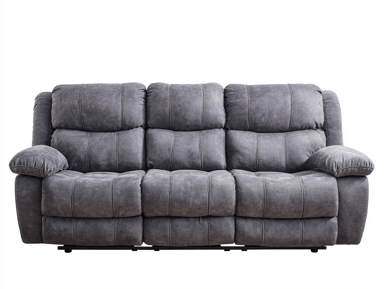 Canapé relax 3 places tissu gris foncé – rembourrage moelleux – avec inclinaison manuelle-Nestete