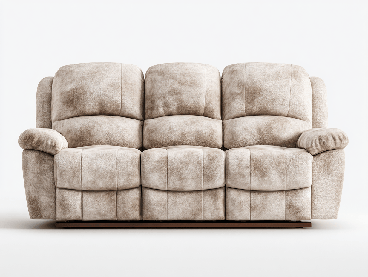 Canapé relax 3 places tissu – beige clair – avec repose-pieds intégrés et dossier inclinable-Nestete