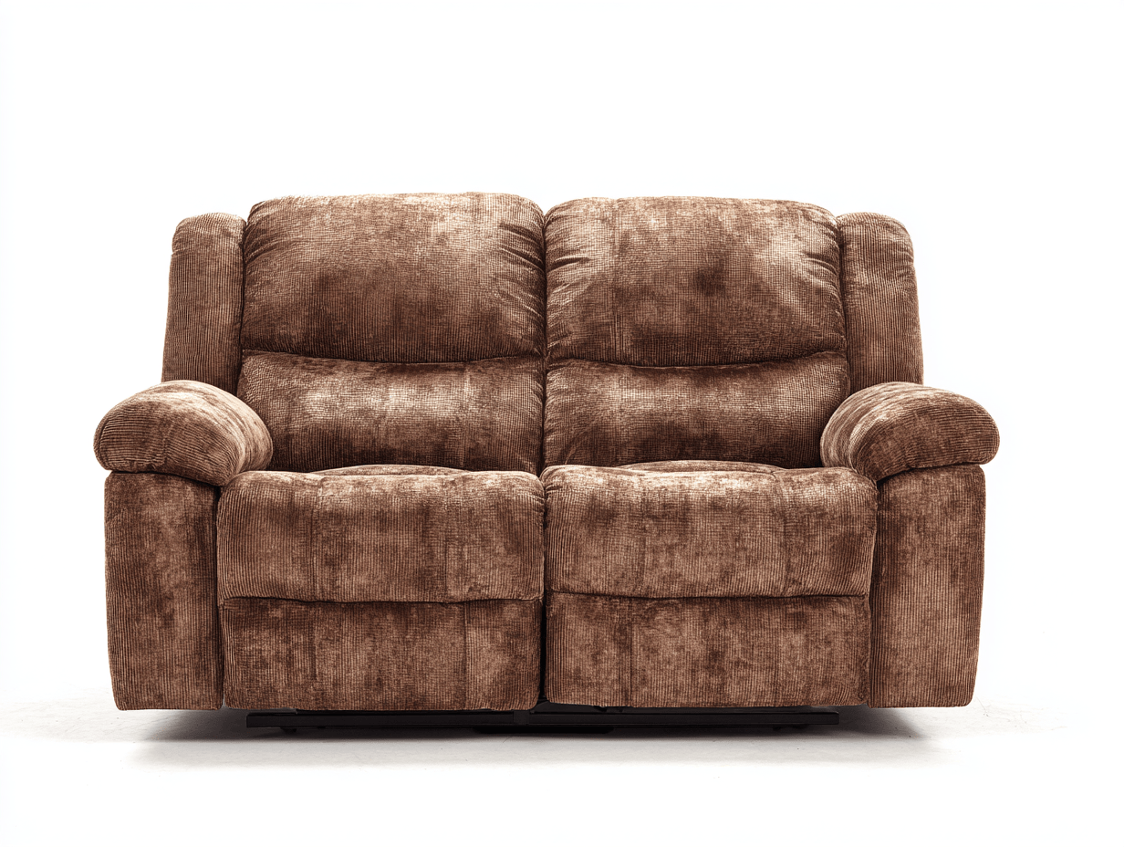 Canapé relax manuel 2 places en tissu chenille marron – style classique moelleux-Nestete