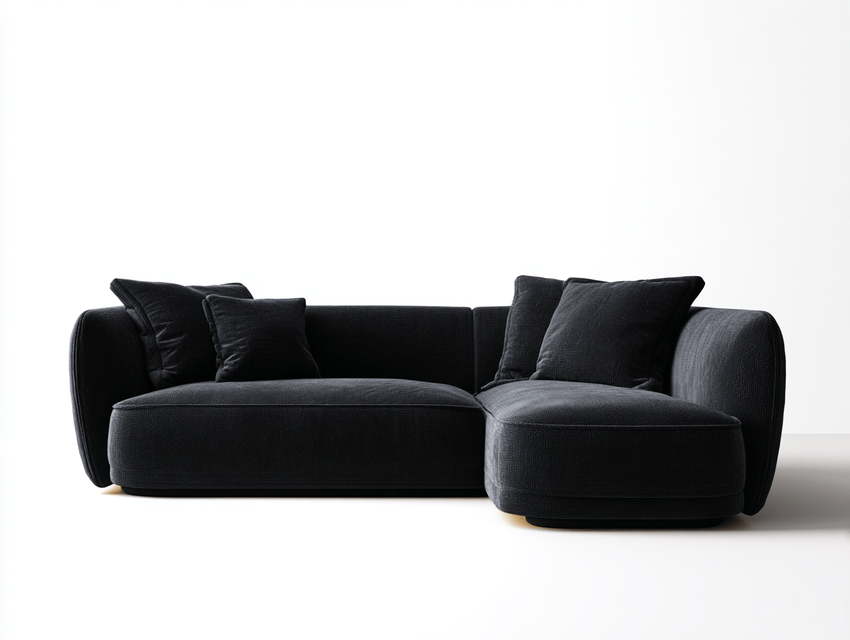 Canapé d'angle tissu – noir – méridienne gauche – design minimaliste-Nestete