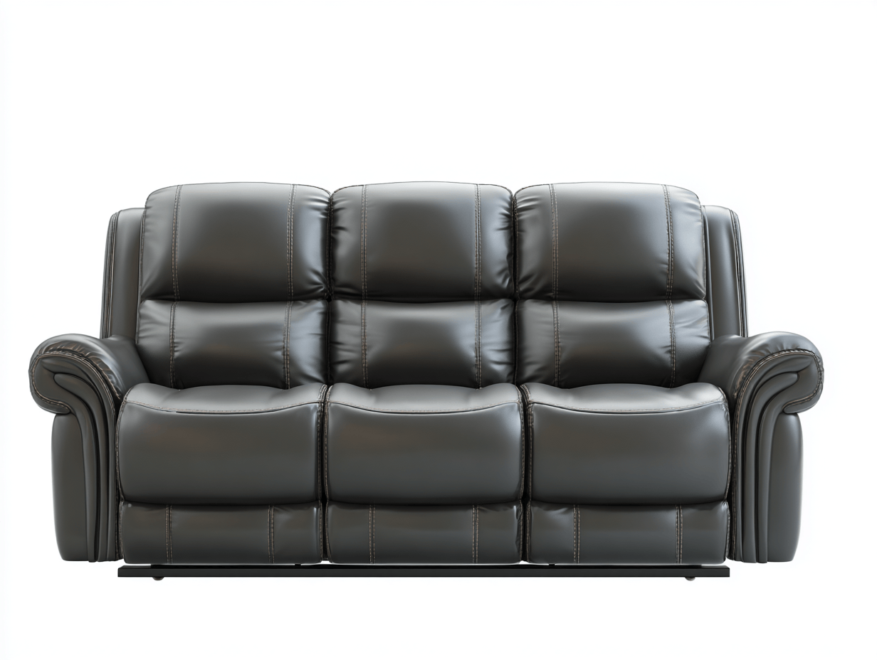 Canapé relax 3 places en simili cuir marron foncé – coussins rembourrés – style traditionnel – inclinaison manuelle-Nestete