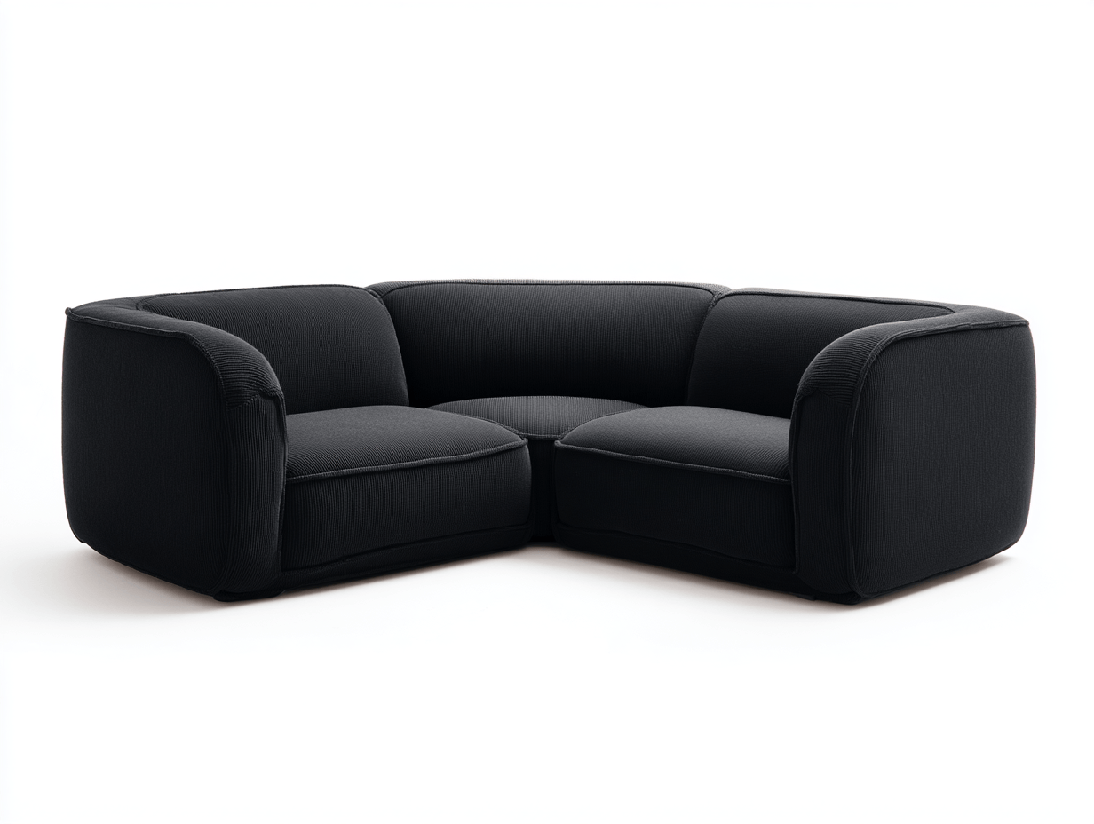 Canapé d'angle tissu – noir – sans coussin – style contemporain arrondi-Nestete