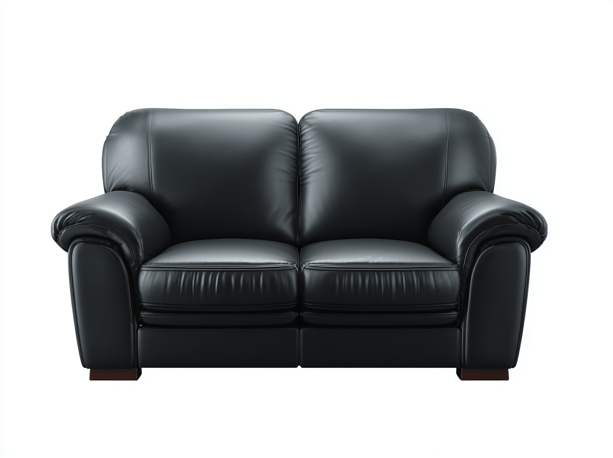 Canapé 2 places en cuir noir – style classique et élégant-Nestete
