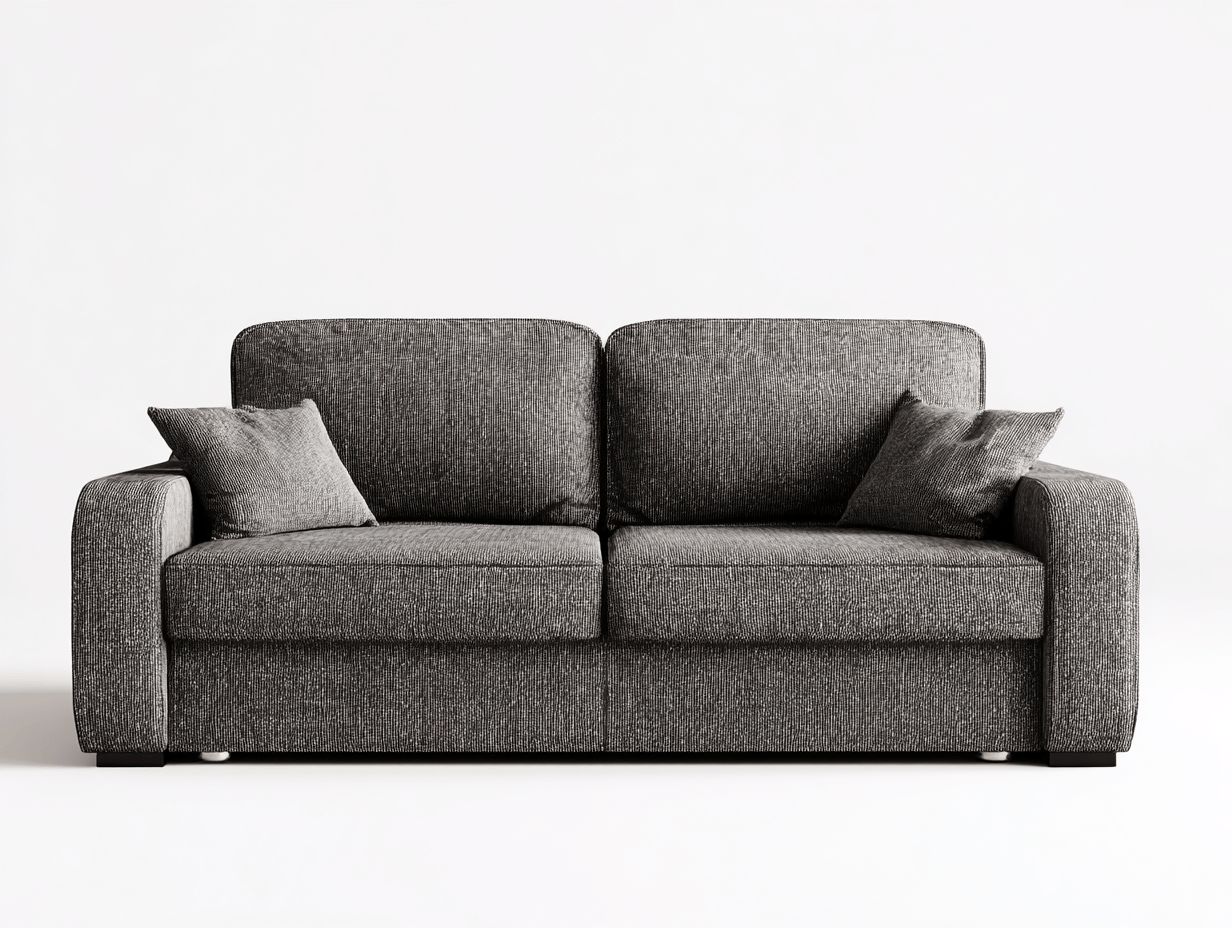 Canapé 2 places tissu  – gris foncé – avec coussins et oreillers décoratifs-Nestete