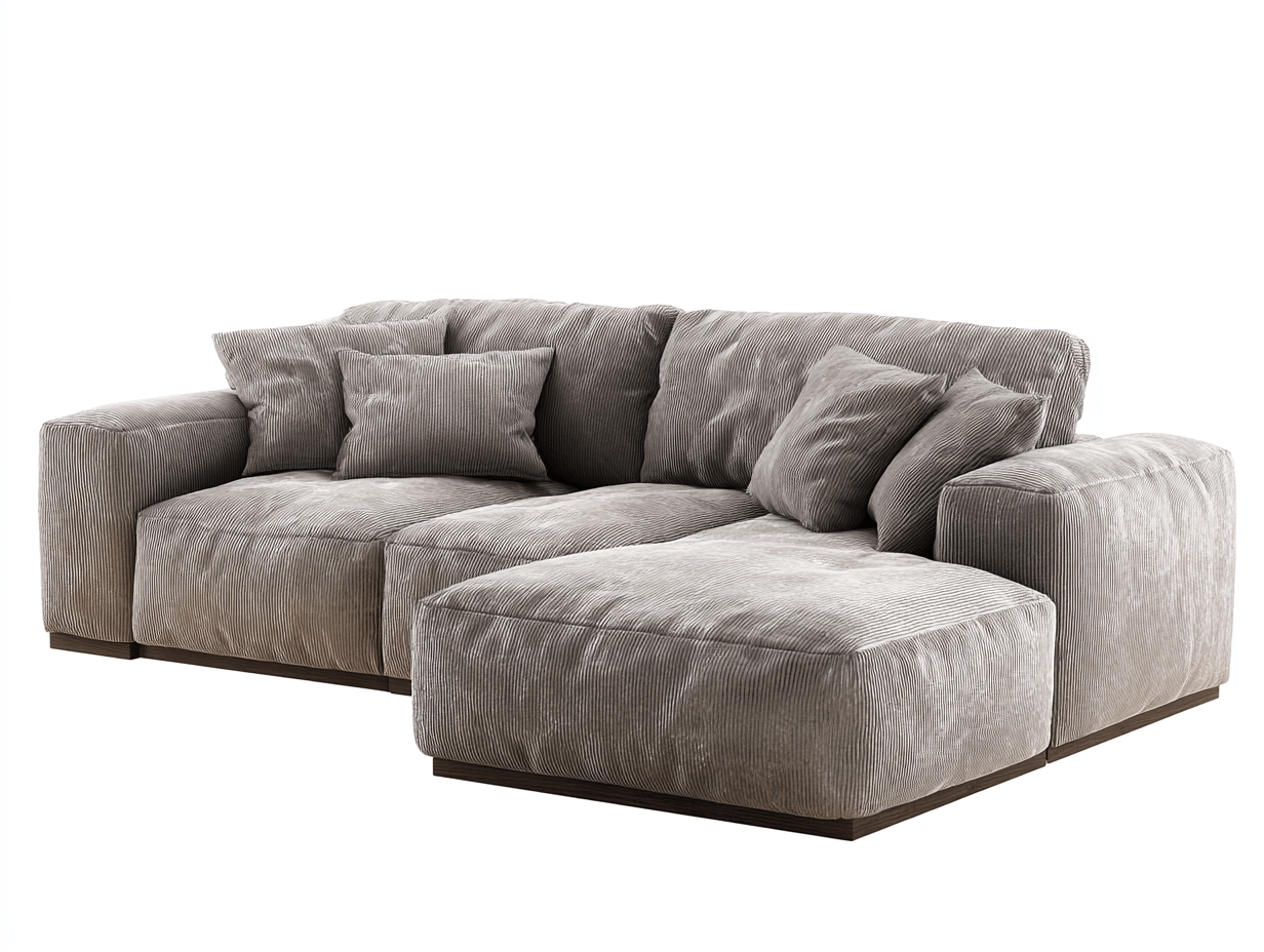 Canapé d'angle tissu – gris clair – style contemporain avec méridienne gauche-Nestete