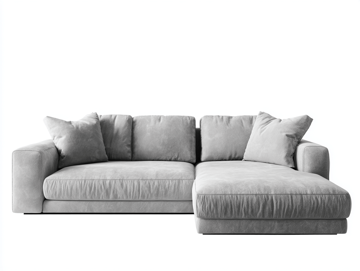 Canapé d'angle gauche, tissu gris clair, 3 coussins et 2 oreillers, style simple et moderne-Nestete