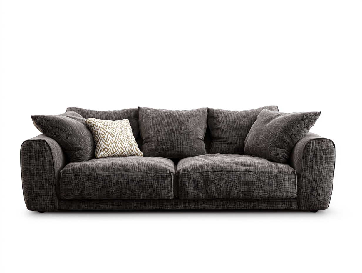 Canapé 3 places tissu – gris foncé – avec coussins moelleux et oreillers décoratifs-Nestete