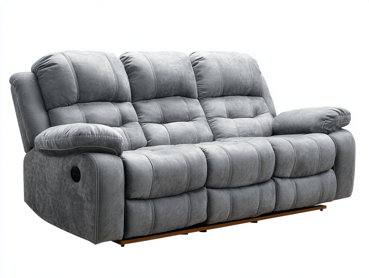 Canapé inclinable 3 places tissu gris – rembourrage épais – avec mécanisme manuel-Nestete