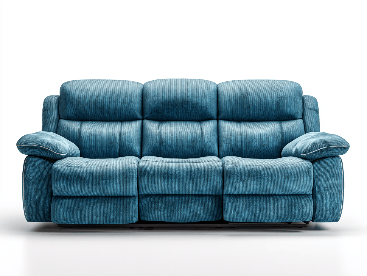 Canapé relax 3 places tissu – bleu – avec dossier inclinable et repose-pieds intégré-Nestete