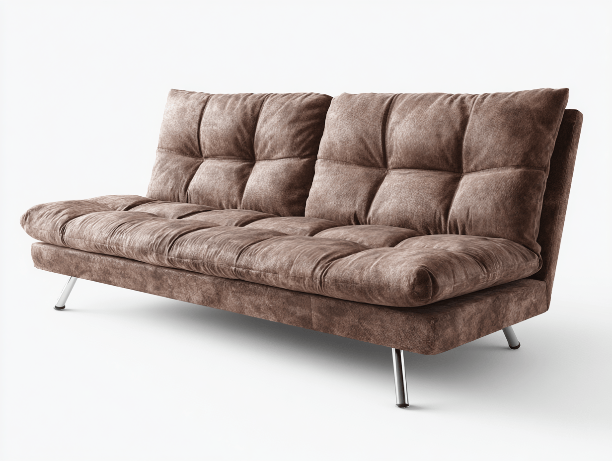 Canapé-lit 3 places en tissu velours marron – sans coussins – design pliable moderne-Nestete