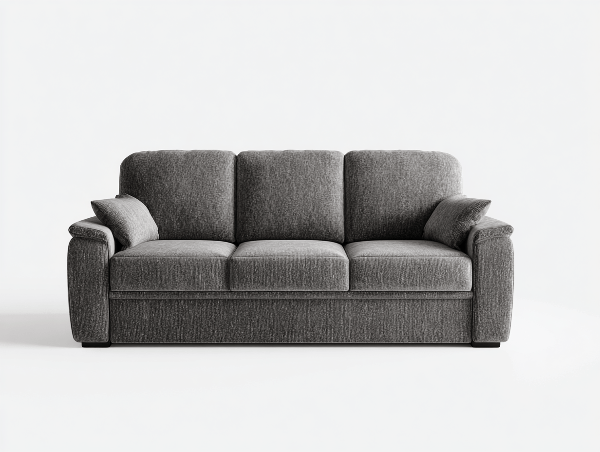 Canapé 3 places tissu  – gris foncé – avec coussins et oreillers décoratifs-Nestete