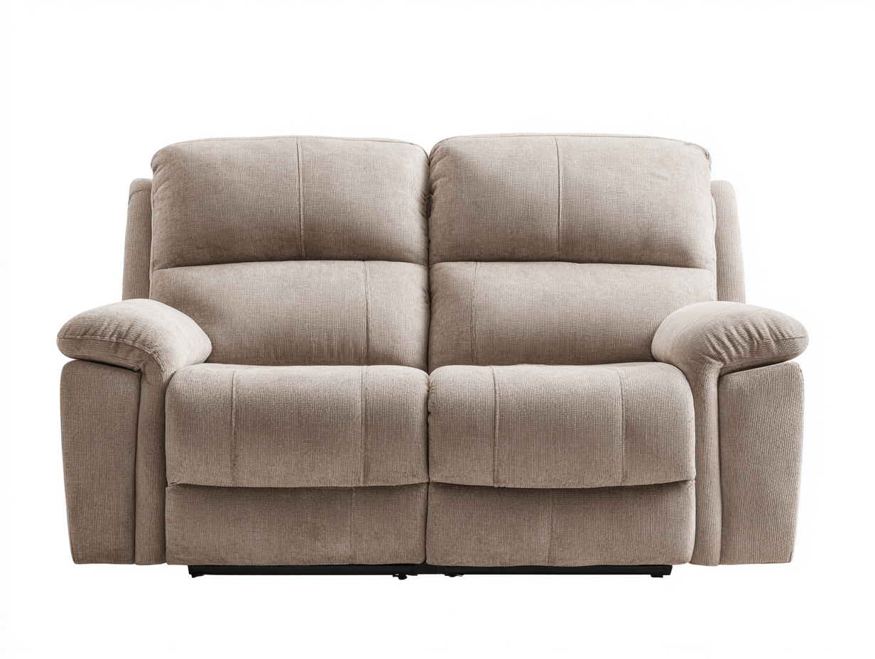 Canapé inclinable 2 places en tissu beige – design compact – accoudoirs moelleux-Nestete