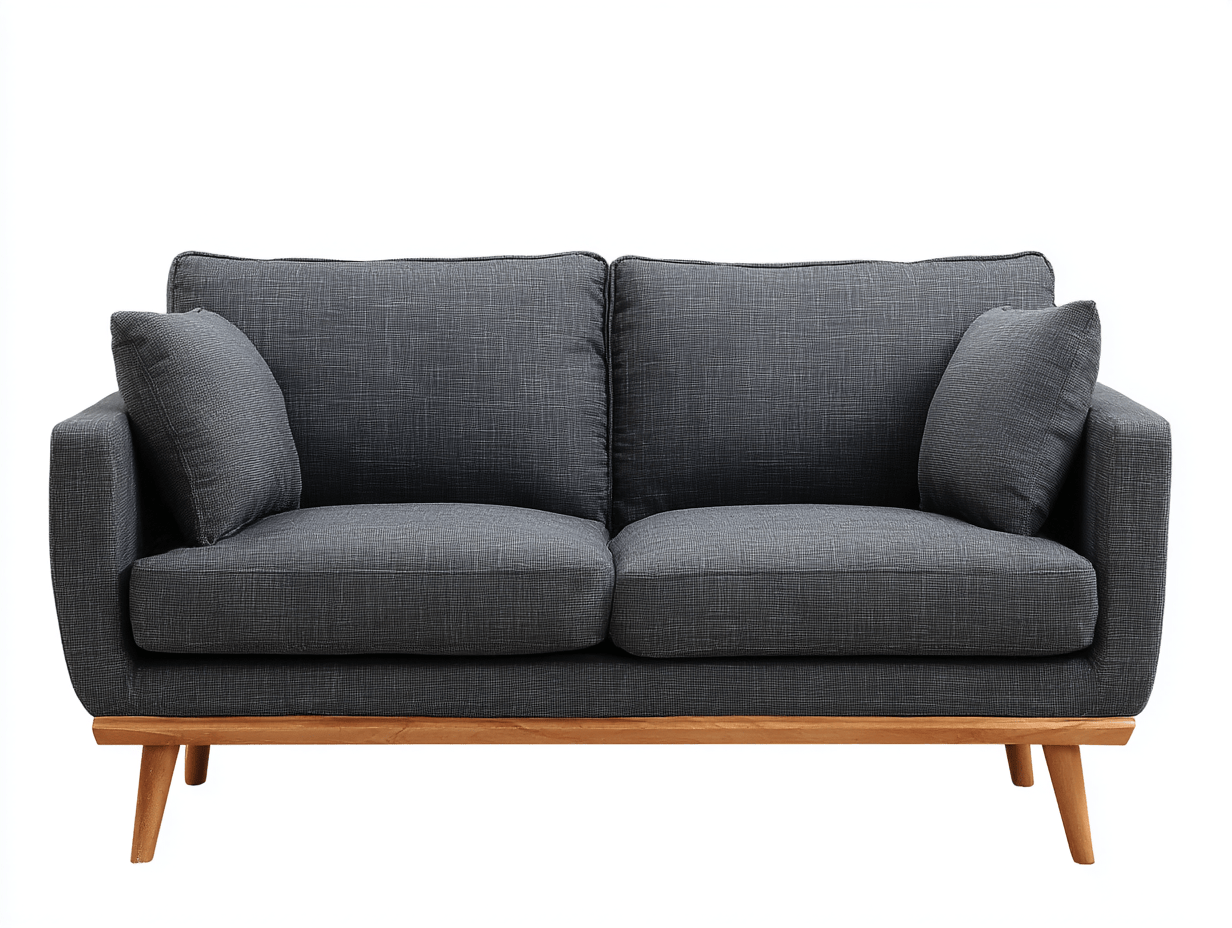 Canapé 2 places en tissu gris foncé – accoudoirs larges – style moderne-Nestete