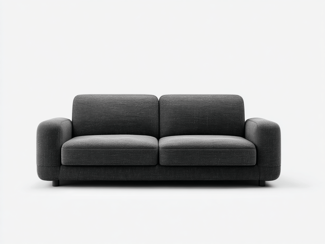 Canapé tissu noir 2 places – accoudoirs arrondis – design minimaliste – pour salon moderne-Nestete