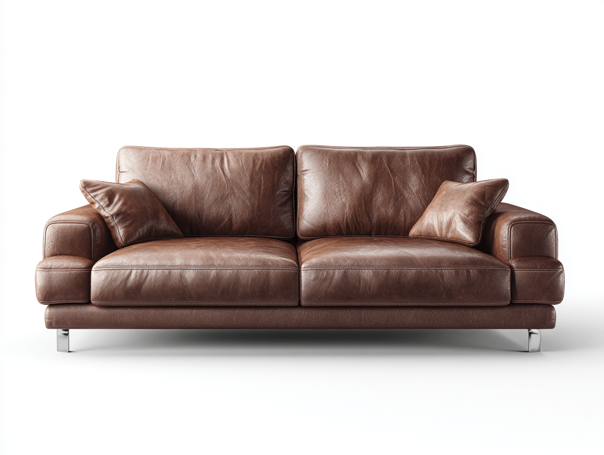 Canapé 2 places en cuir véritable – marron – contemporain confortable-Nestete