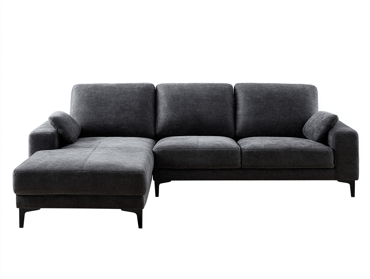 Canapé d'angle tissu – gris foncé – style moderne avec méridienne droite-Nestete