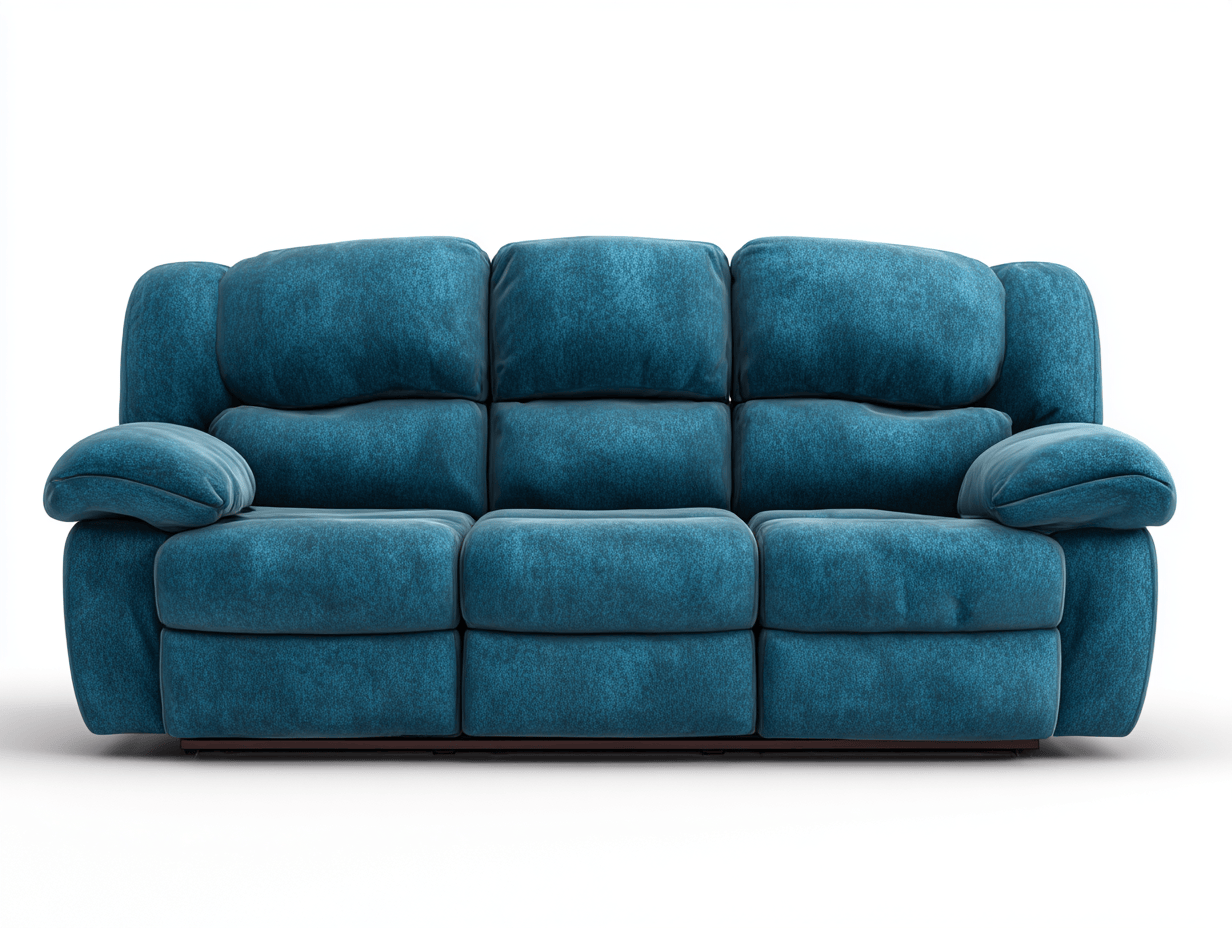 Canapé relax 3 places en tissu bleu – rembourrage moelleux – style moderne et épuré-Nestete