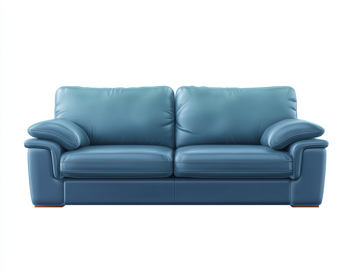 Canapé 2 places en similicuir bleu – accoudoirs larges intégrés – style moderne confort-Nestete