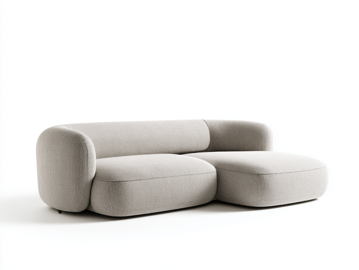 Canapé d'angle tissu – blanc cassé – style moderne avec méridienne gauche-Nestete