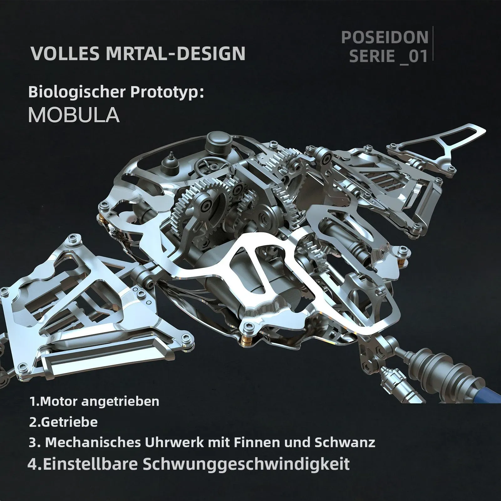 Steampunk Mobula Mantarochen Mechanisches 3D Metallmodell Baukit 200+ Teile