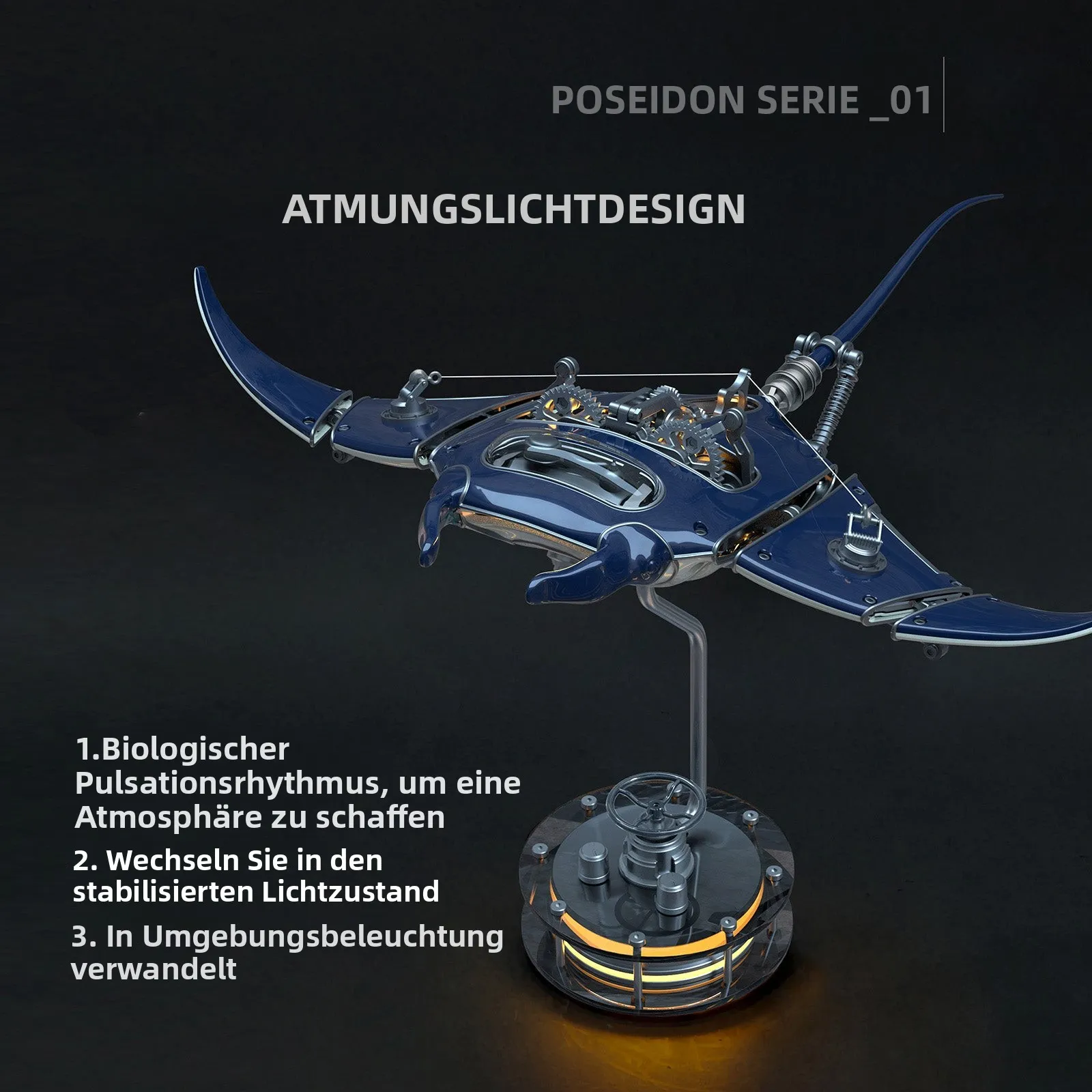 Steampunk Mobula Mantarochen Mechanisches 3D Metallmodell Baukit 200+ Teile