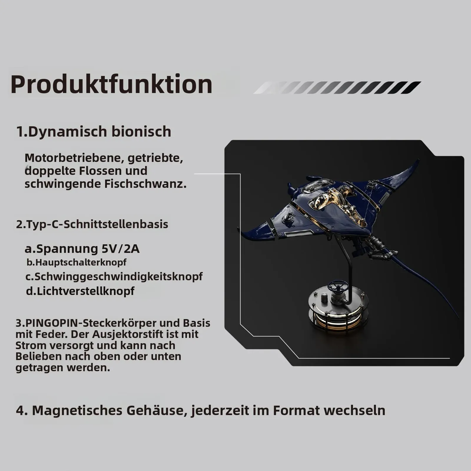 Steampunk Mobula Mantarochen Mechanisches 3D Metallmodell Baukit 200+ Teile