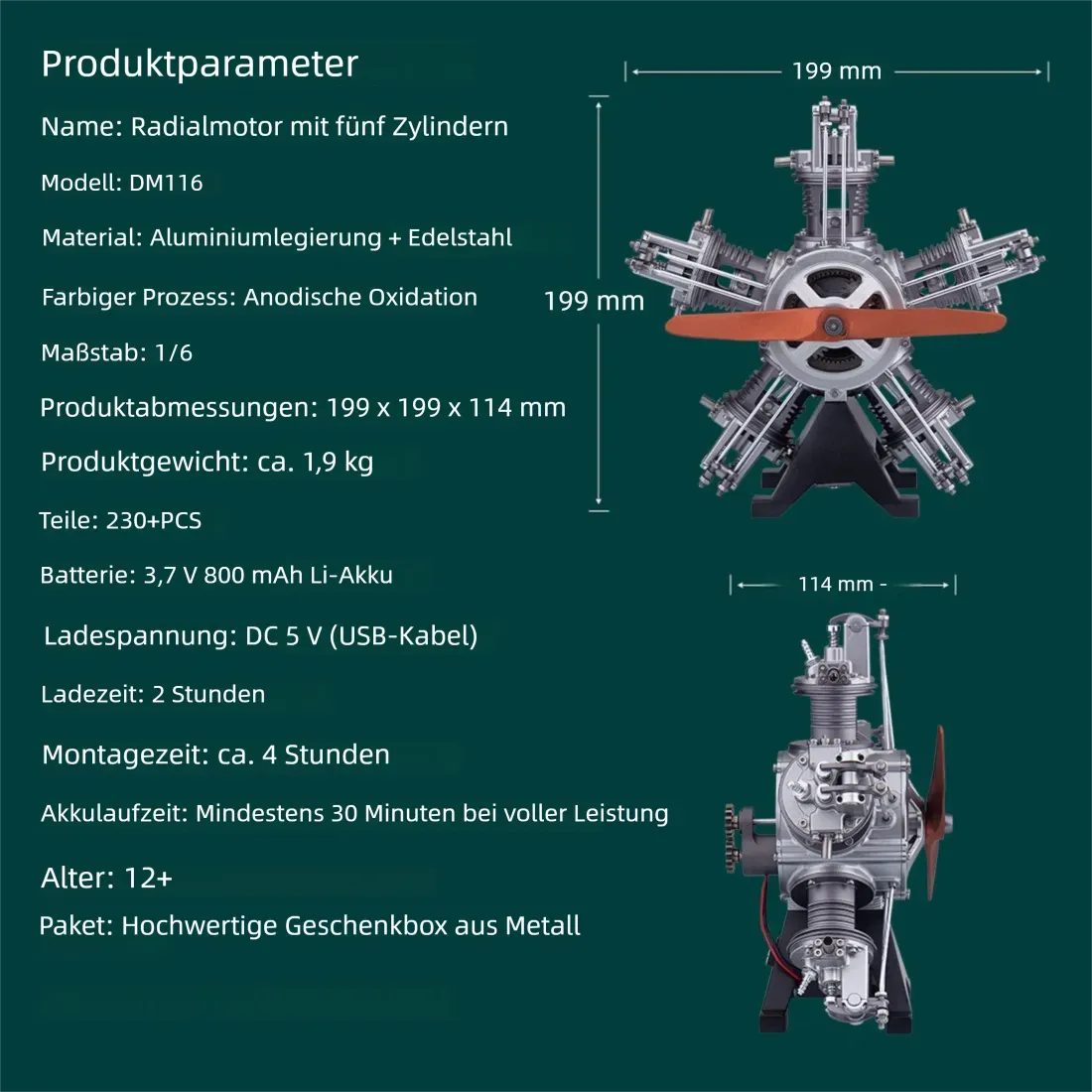 5-Zylinder Radialmotor Modell-Kit