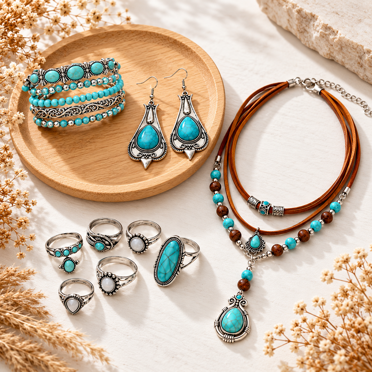 The Desert Sky Collection – 12-Piece Turquoise Jewelry Set