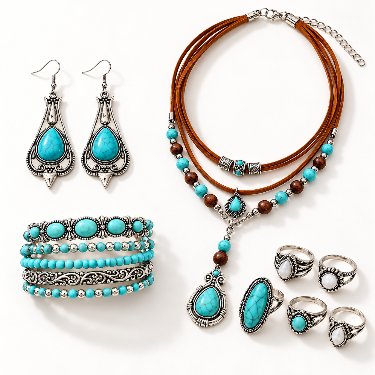 The Desert Sky Collection – 12-Piece Turquoise Jewelry Set
