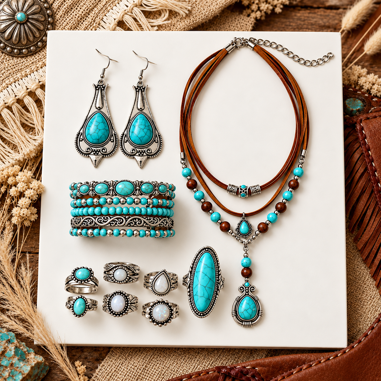 The Desert Sky Collection – 12-Piece Turquoise Jewelry Set