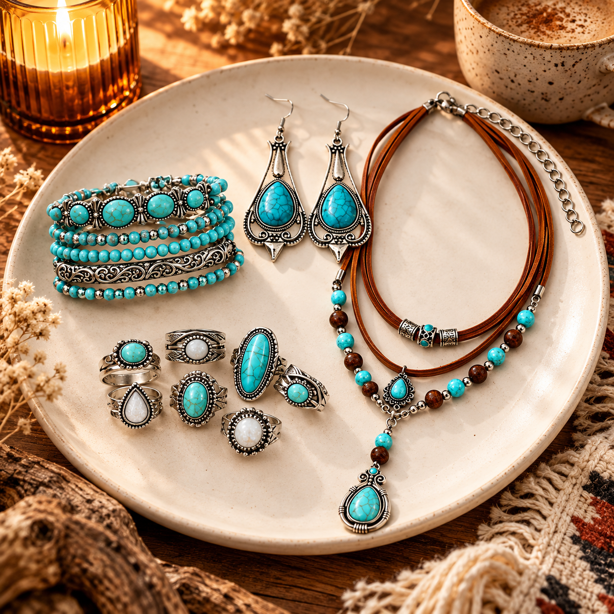 The Desert Sky Collection – 12-Piece Turquoise Jewelry Set