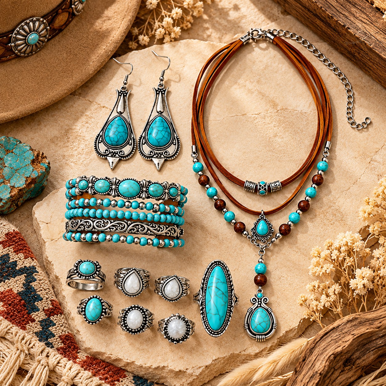 Complete Desert Sky turquoise jewelry set