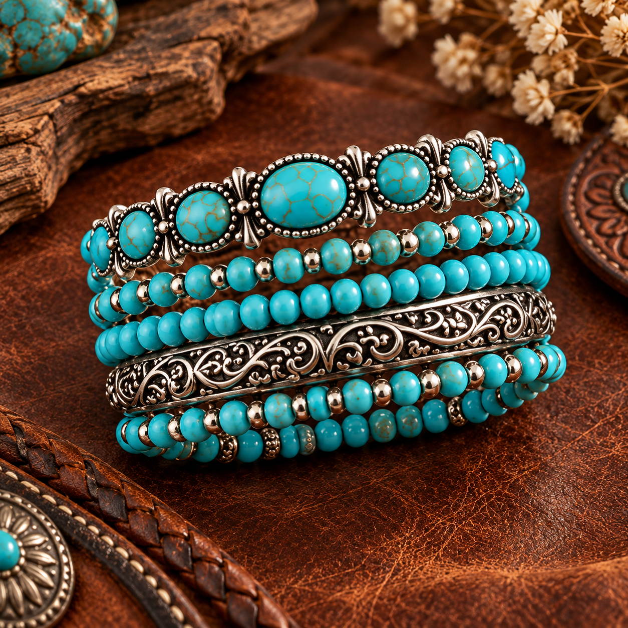 Desert Sky Turquoise Bracelet Stack