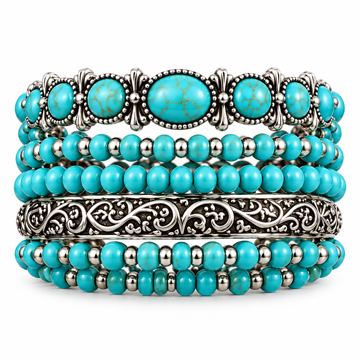 Desert Sky Turquoise Bracelet Stack