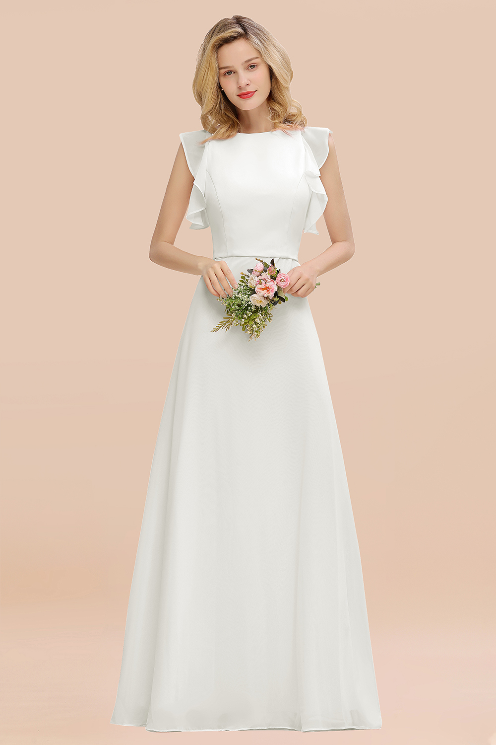 Elegant Simple Jewel Sleeveless A-line Bridesmaid Dress
