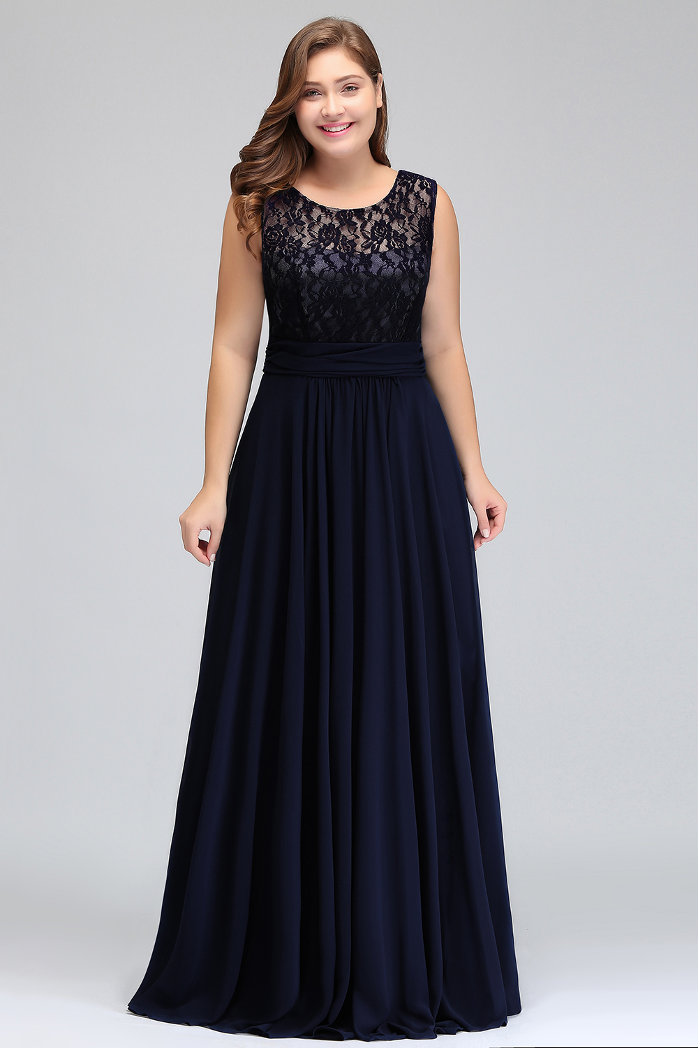 Classy Bateau Sleeveless A-Line Chiffon Floor-length Ruffles Prom Dress
