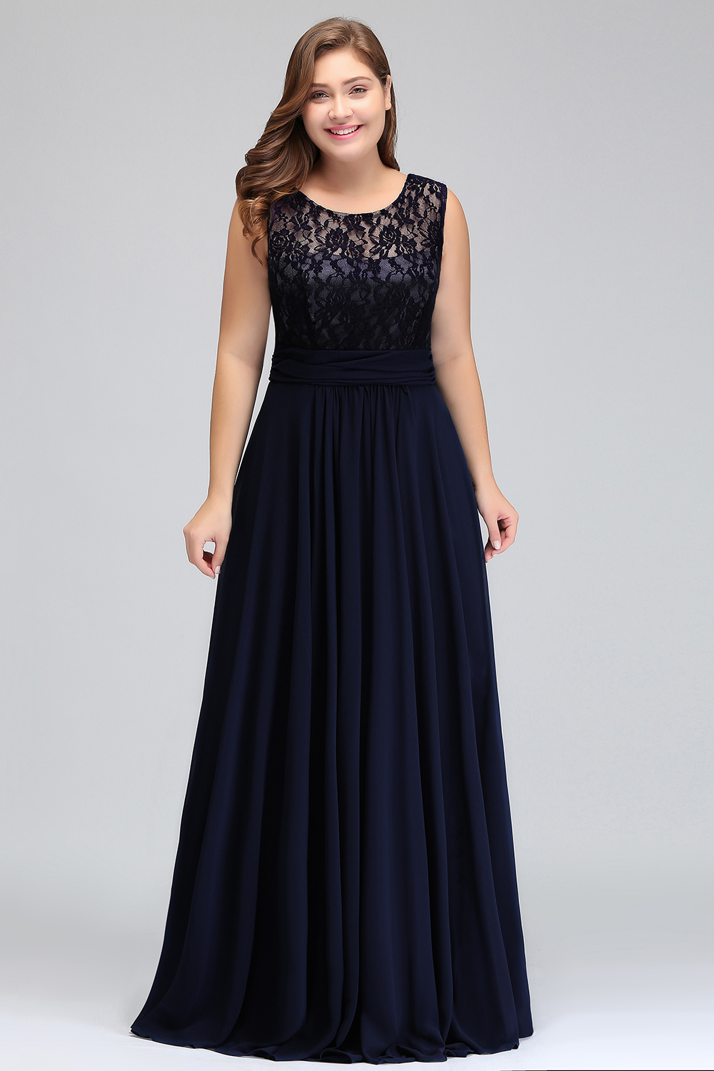 Classy Bateau Sleeveless A-Line Chiffon Floor-length Ruffles Prom Dress