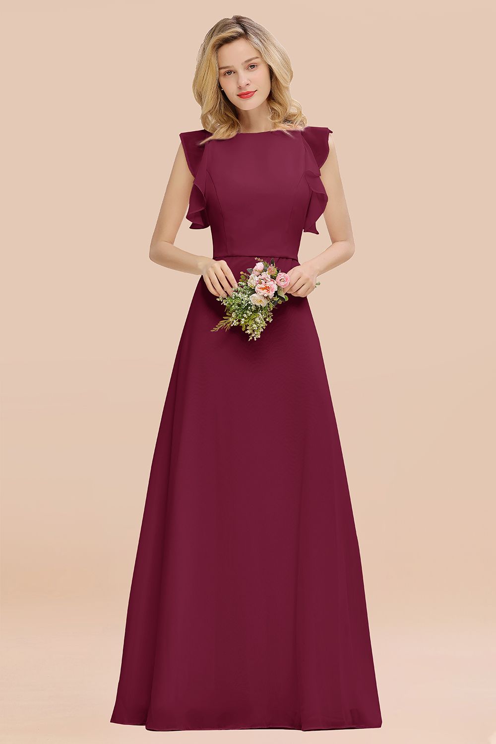 Elegant Simple Jewel Sleeveless A-line Bridesmaid Dress