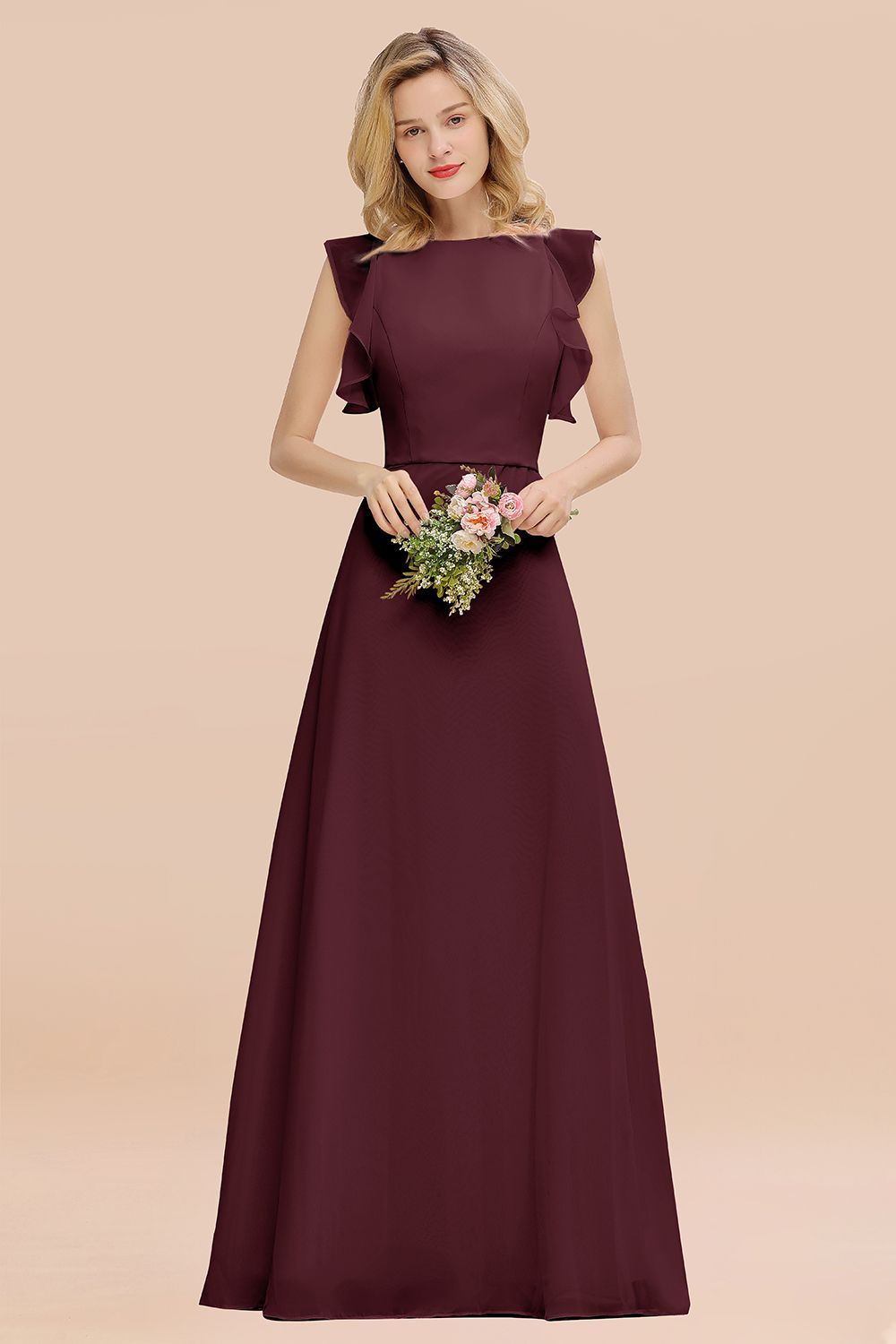Elegant Simple Jewel Sleeveless A-line Bridesmaid Dress