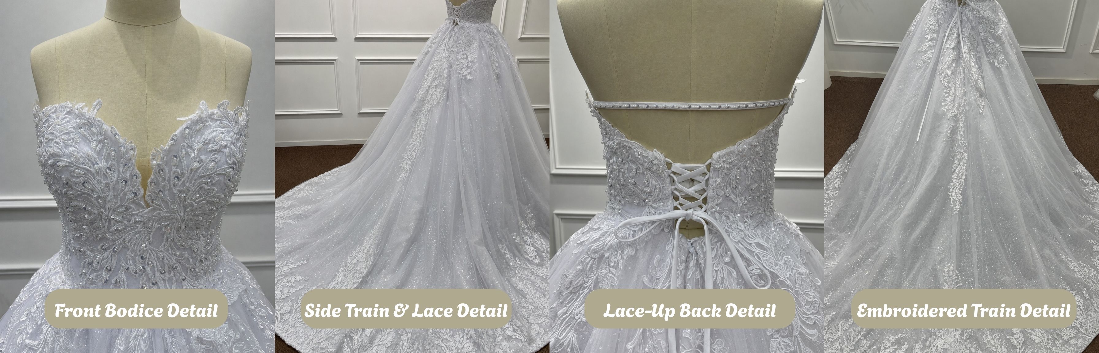 Luxury Sweetheart Strapless Ball Gown Wedding Dress-Detail