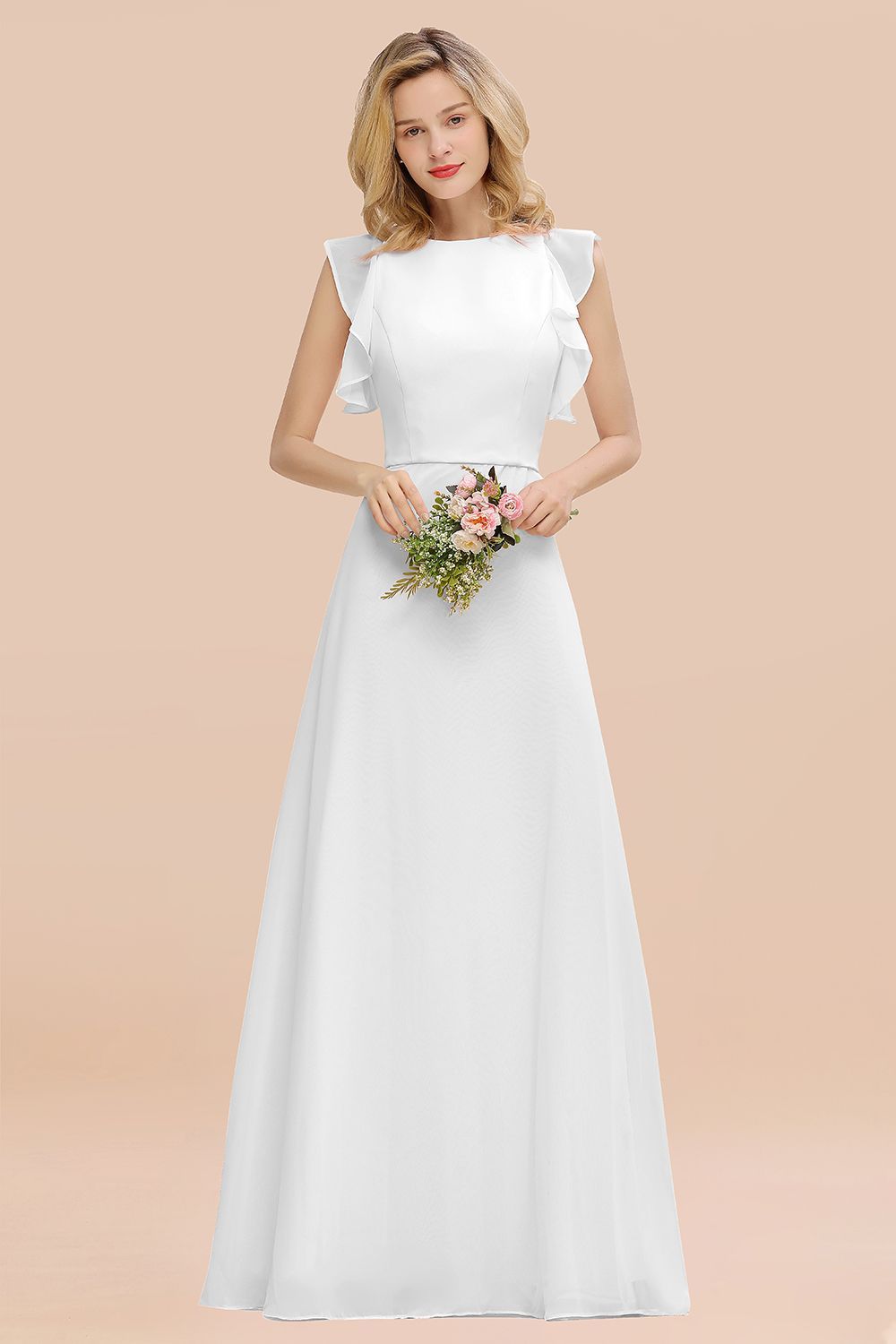 Elegant Simple Jewel Sleeveless A-line Bridesmaid Dress