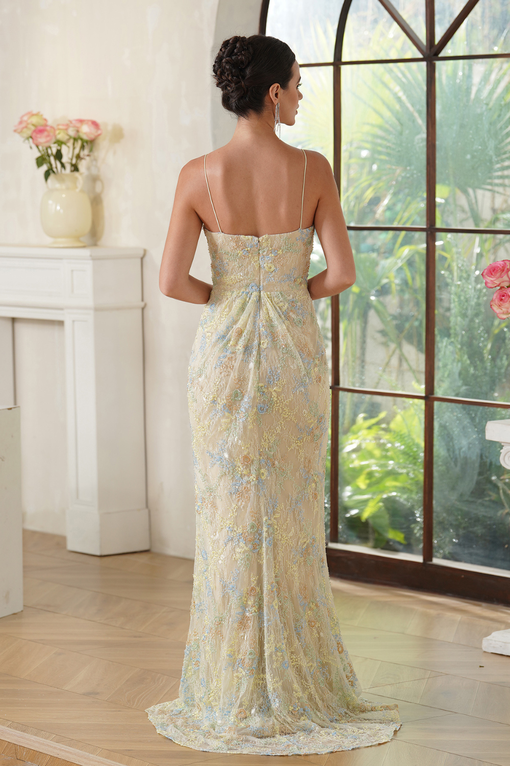 Lace Sleeveless Sheath Long Prom Dress with Lace Applique-BabyOnlineDress