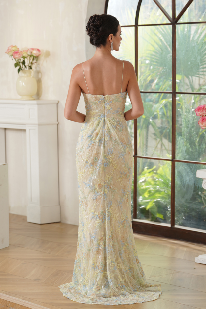 Lace Sleeveless Sheath Long Prom Dress with Lace Applique-BabyOnlineDress