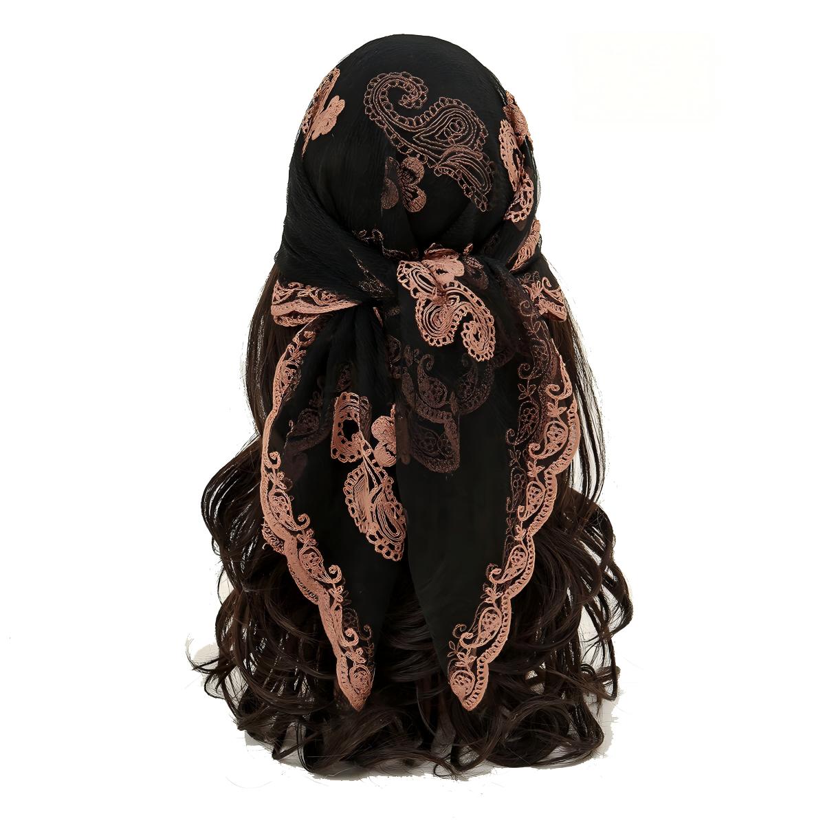 Women's Floral Embroidered Square Scarf, Fashionable Elegant Multifunctional Scarf For Daily Wear, Casual Versatile Scarf For Women